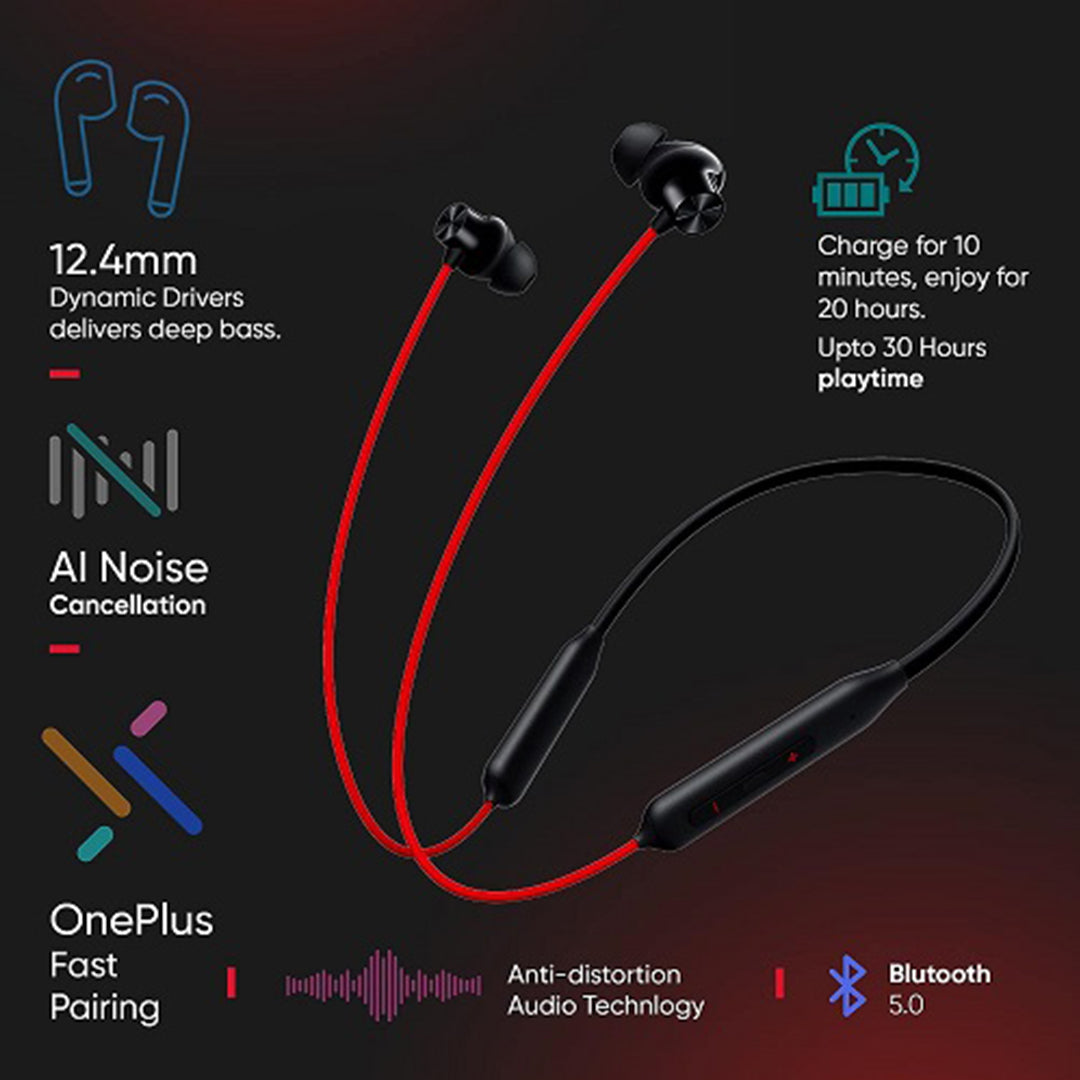 1+ Bullets Z2 ANC Wireless Neckband Earphones with Mic