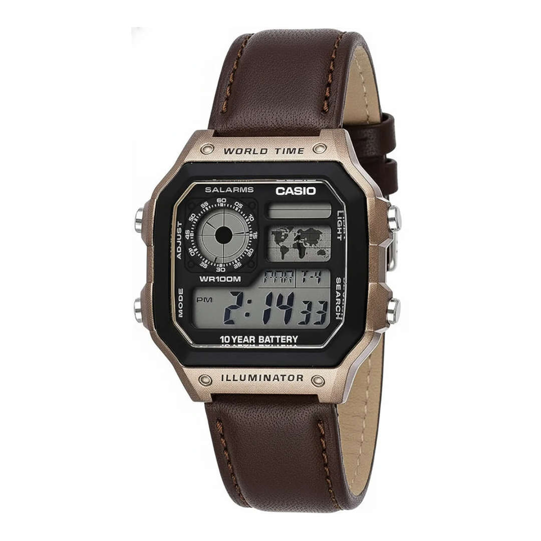 Casio AE-1200 Leather Regular – Multifunctional Digital Travel Watch