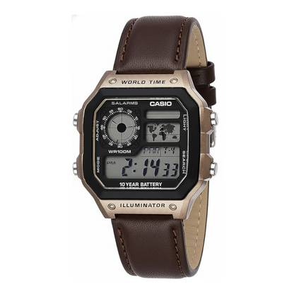 Casio AE-1200 Leather Regular – Multifunctional Digital Travel Watch