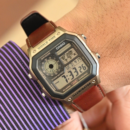 Casio AE-1200 Leather Regular – Multifunctional Digital Travel Watch
